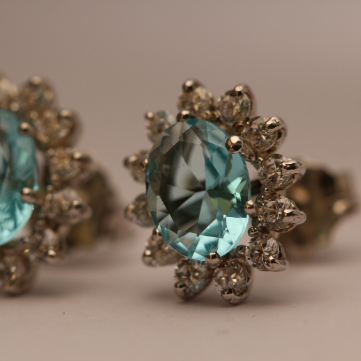 Brincos em Prata 925 Água-Marinha